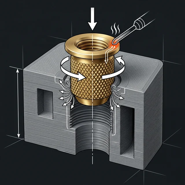 Technical Diagram of Heat-Set Insert Installation