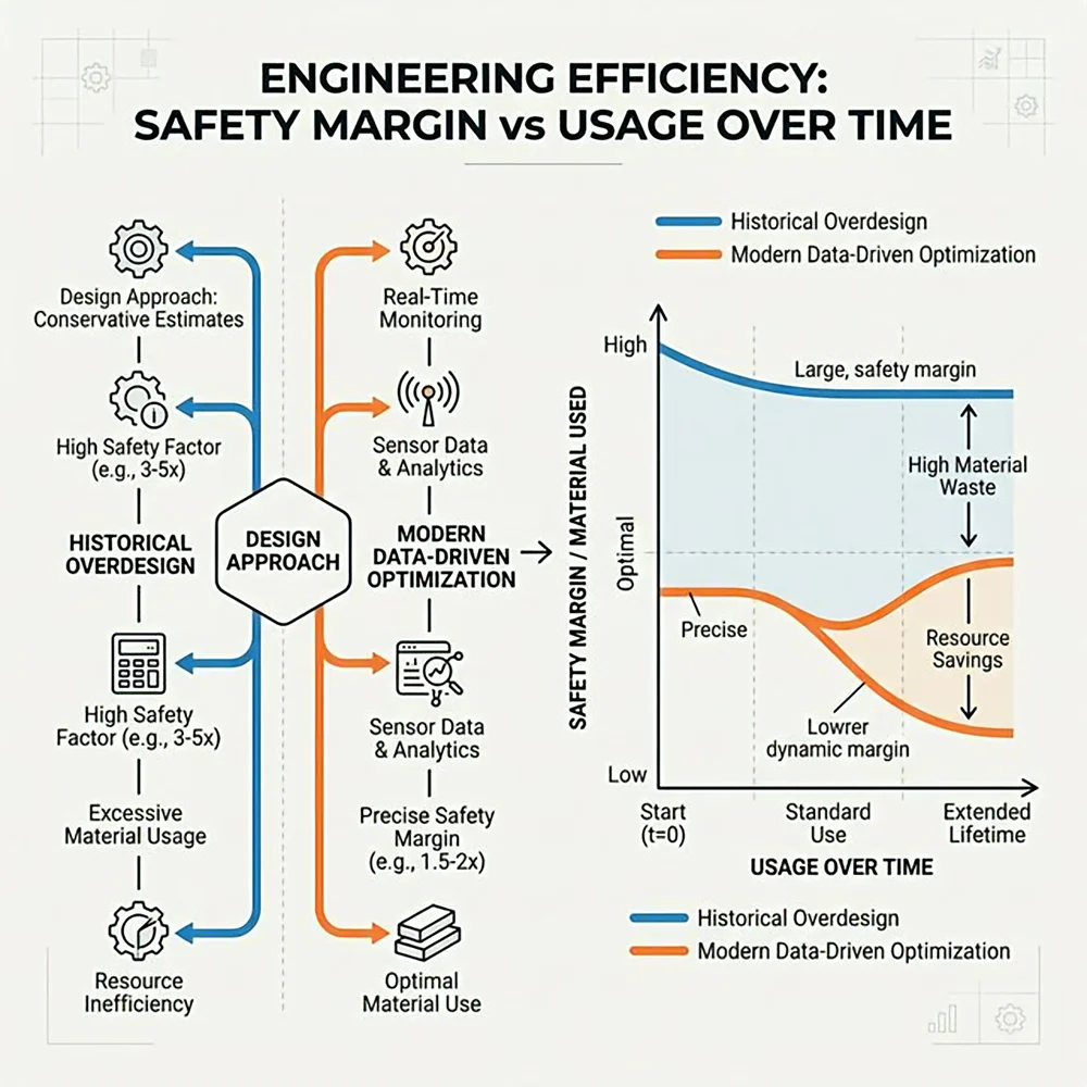 Safety Margin / Material Used vs Usage Over Time