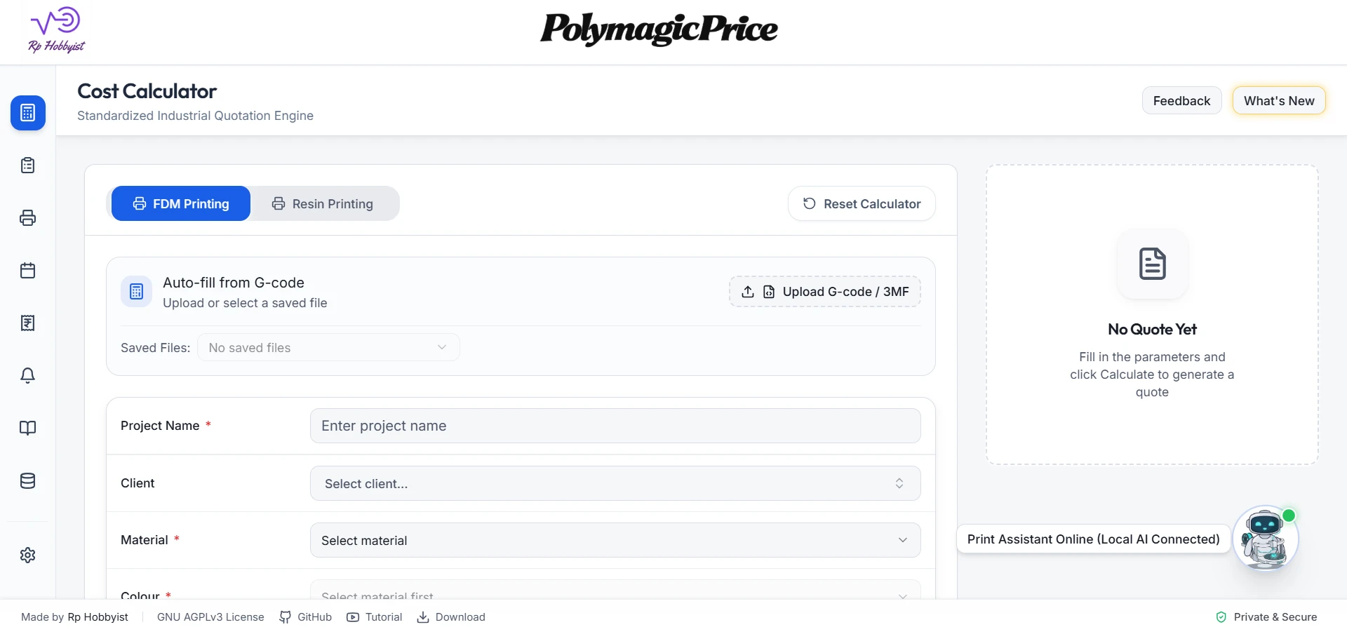PolymagicPrice v.2.0.0 dashboard