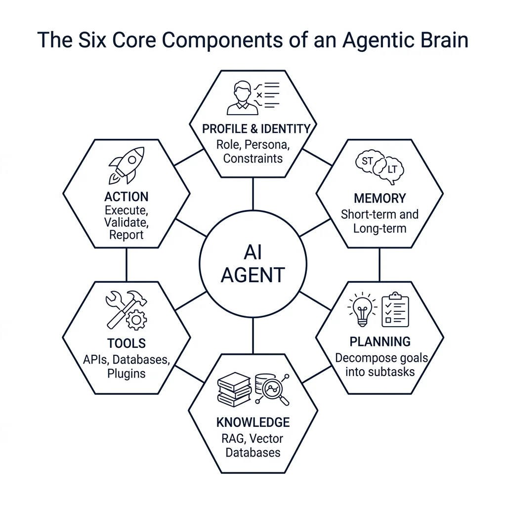Six Core Components of an Agentic Brain