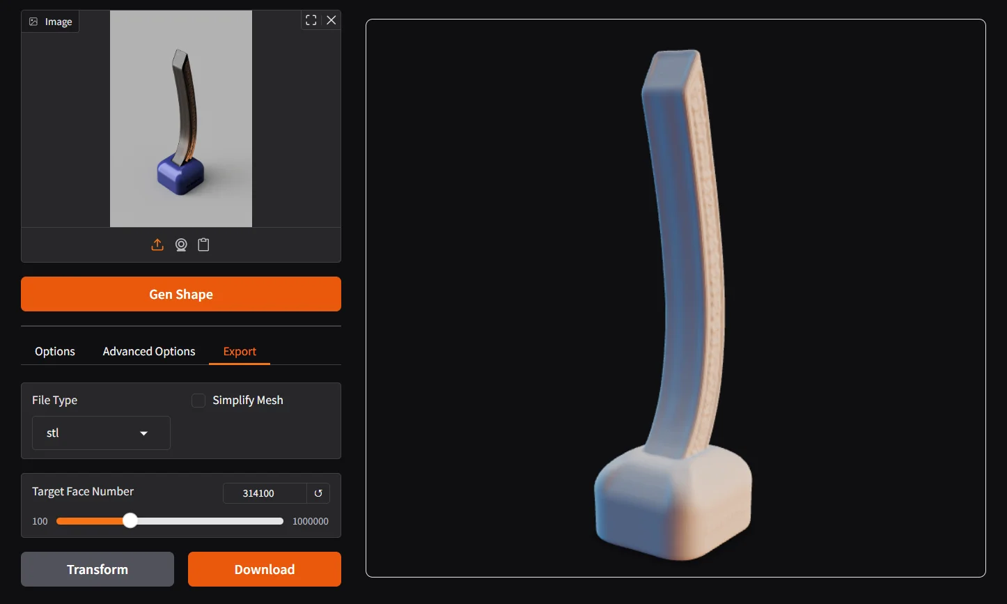 Hunyuan3D-2 Export Tab
