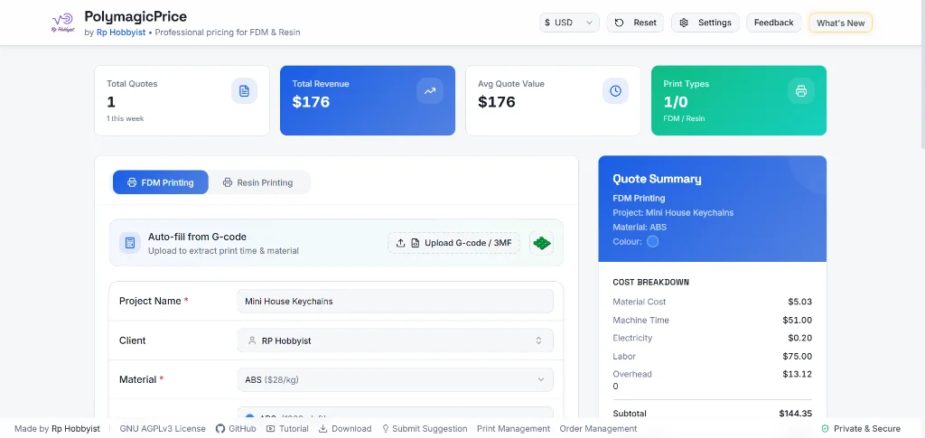 PolymagicPrice Quoting Dashboard