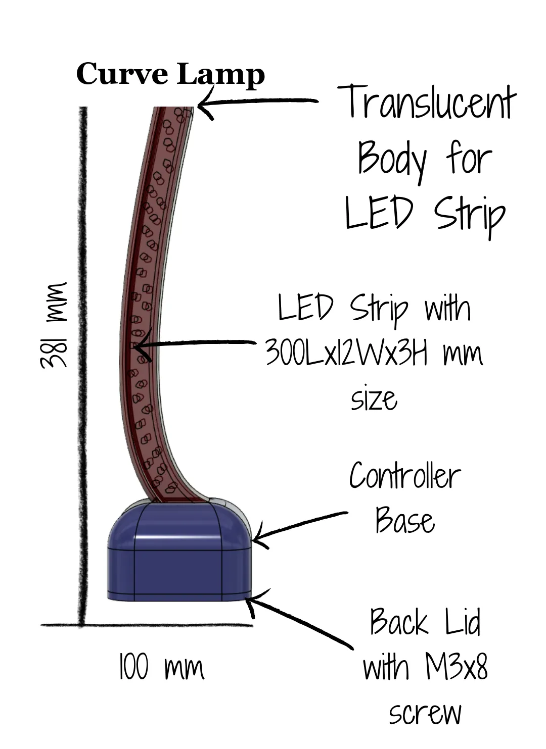 Curve Lamp - Minimalist 3D Printed Desk Light